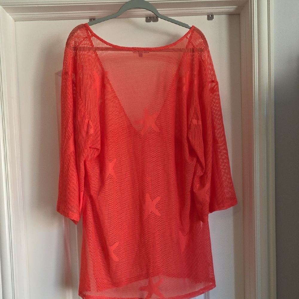 NWOT Shore Life XL Women's Red/Orange Mesh Swim Coverup - Picture 4 of 7